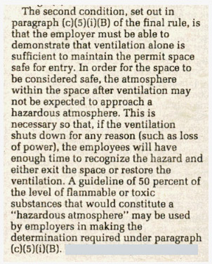 Alternate Entry OSHA Federal Register Excerpt Safe for Entry